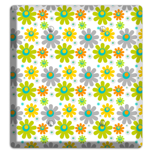 White and Yellow Flower Power 2 Blank Wallplate