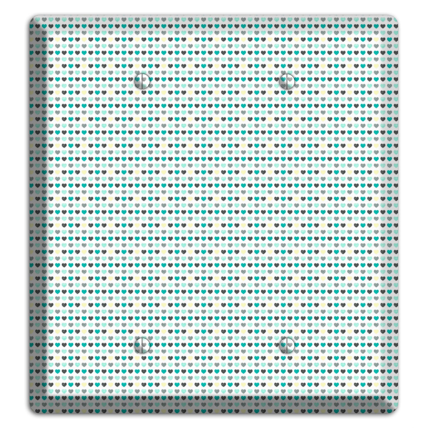 Multi Teal Grey Yellow Optical Hearts 2 Blank Wallplate