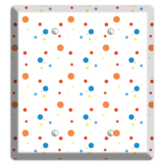 White with Multi Color Small Dots 2 2 Blank Wallplate