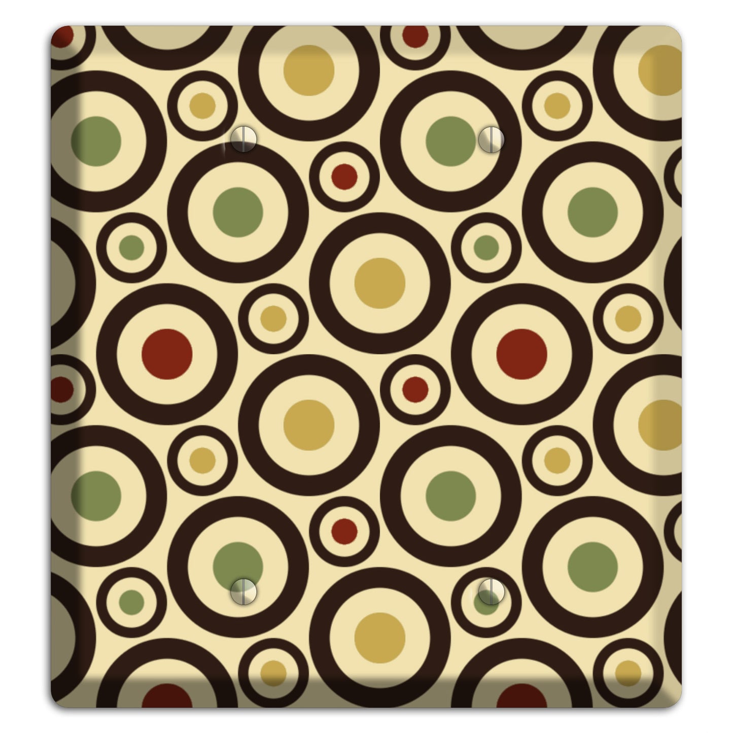 Beige with Olive Mustard Maroon Retro Bullseye 2 Blank Wallplate