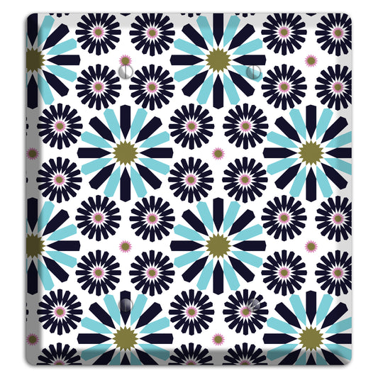 Dusty Blue and Olive Scandinavian Floral 2 Blank Wallplate