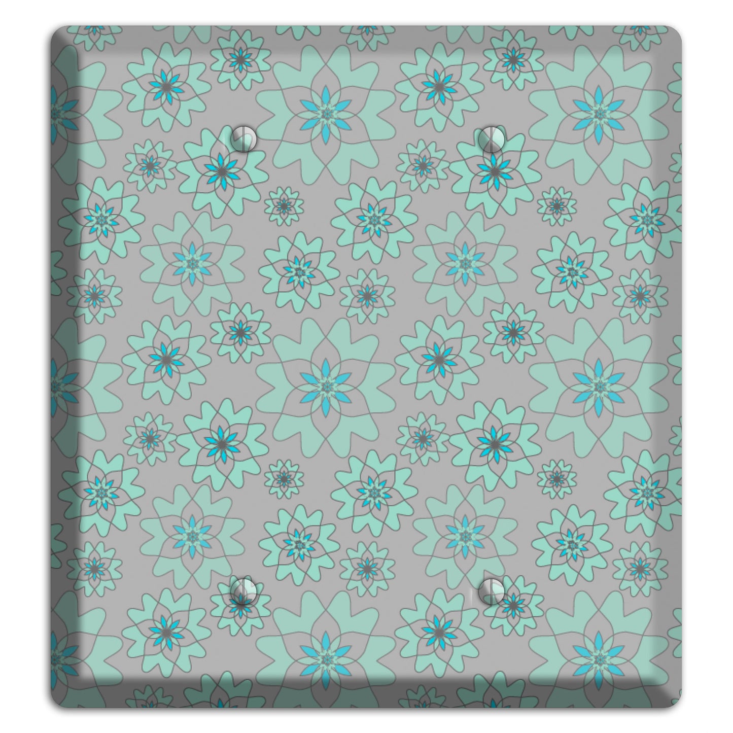 Grey with Aqua Retro Suzani 2 Blank Wallplate