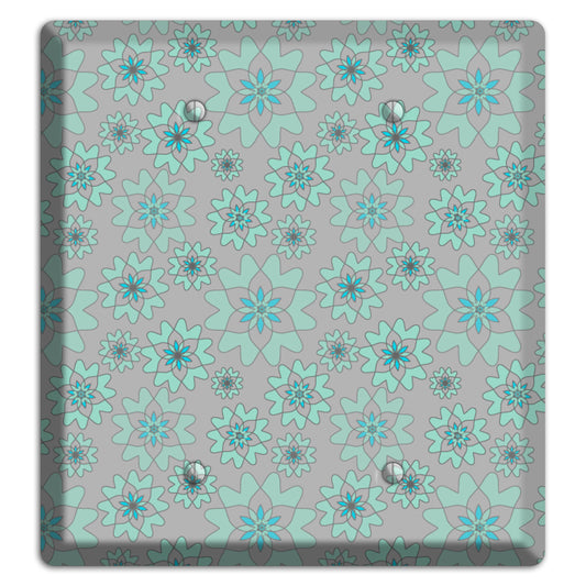 Grey with Aqua Retro Suzani 2 Blank Wallplate