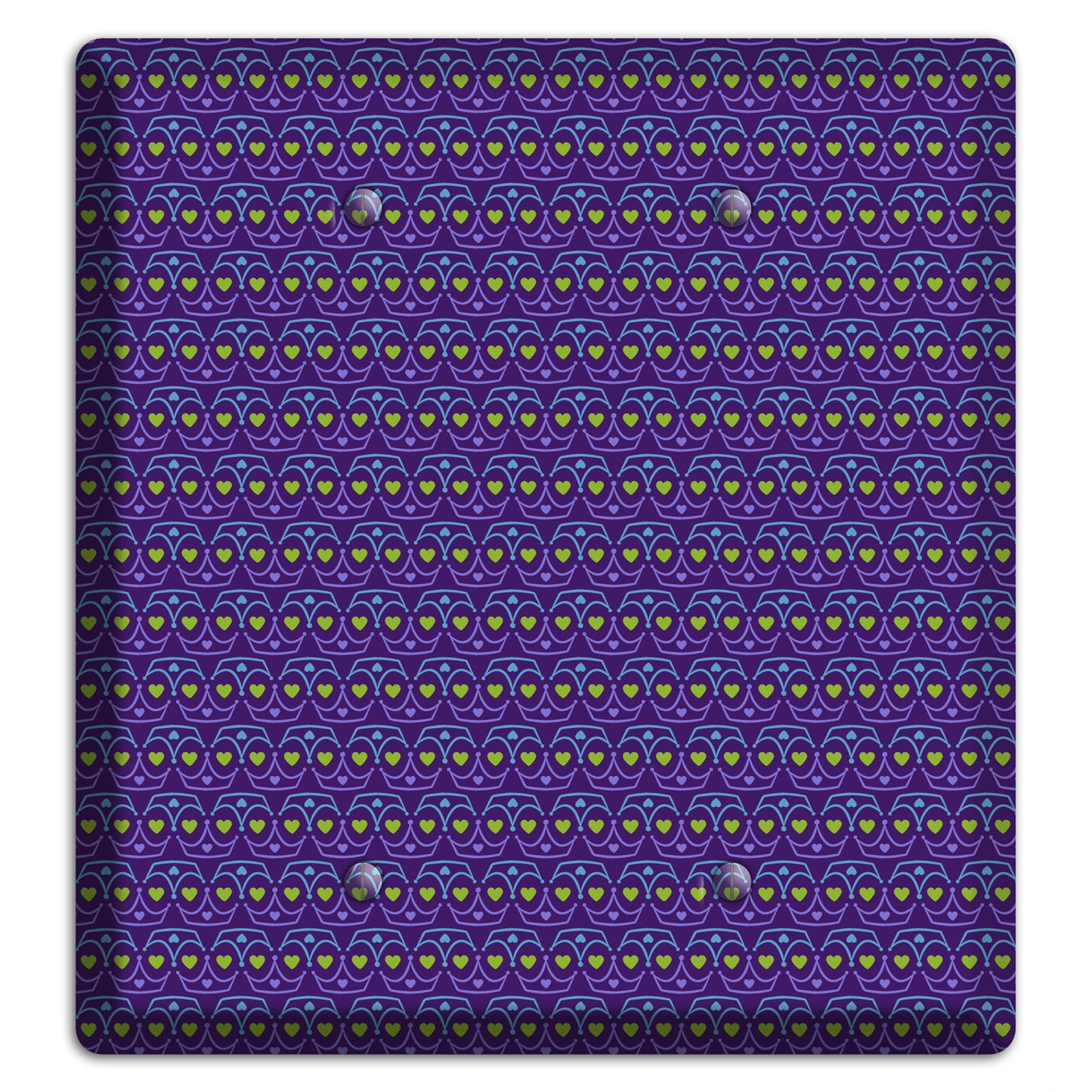 Purple Blue and Green Geometric Hearts 2 Blank Wallplate