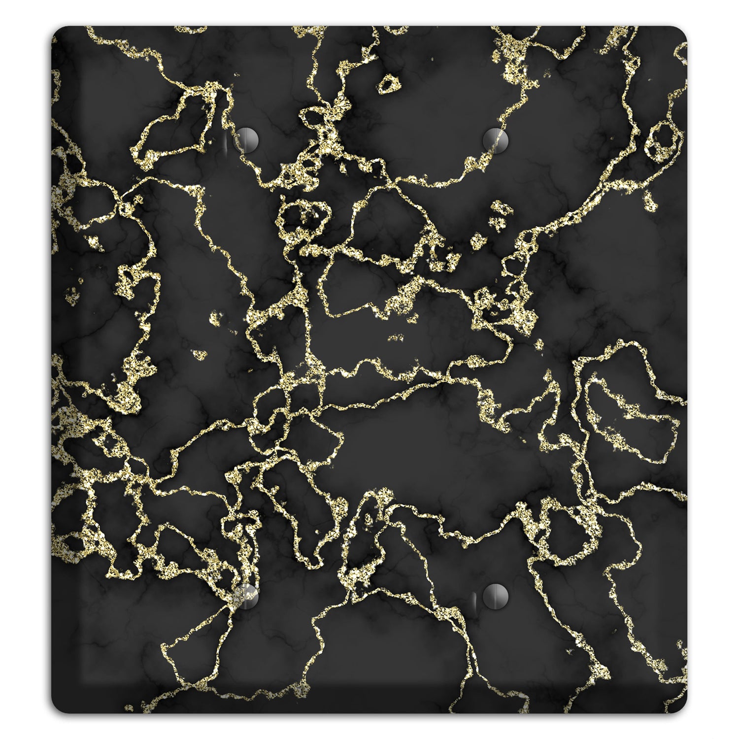 Black and Gold Marble Shatter 2 Blank Wallplate