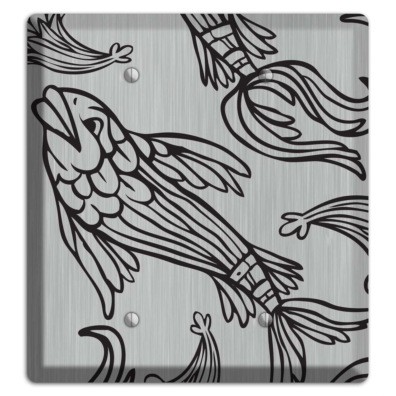 Black Koi  Stainless 2 Blank Wallplate