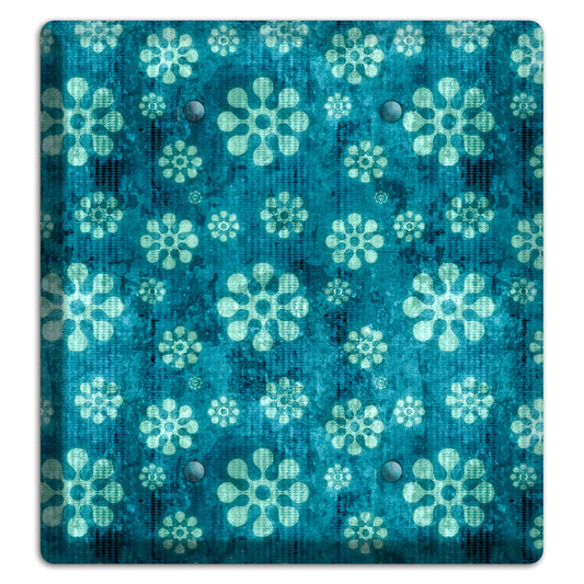 Turquoise Grunge Floral 2 Blank Wallplate