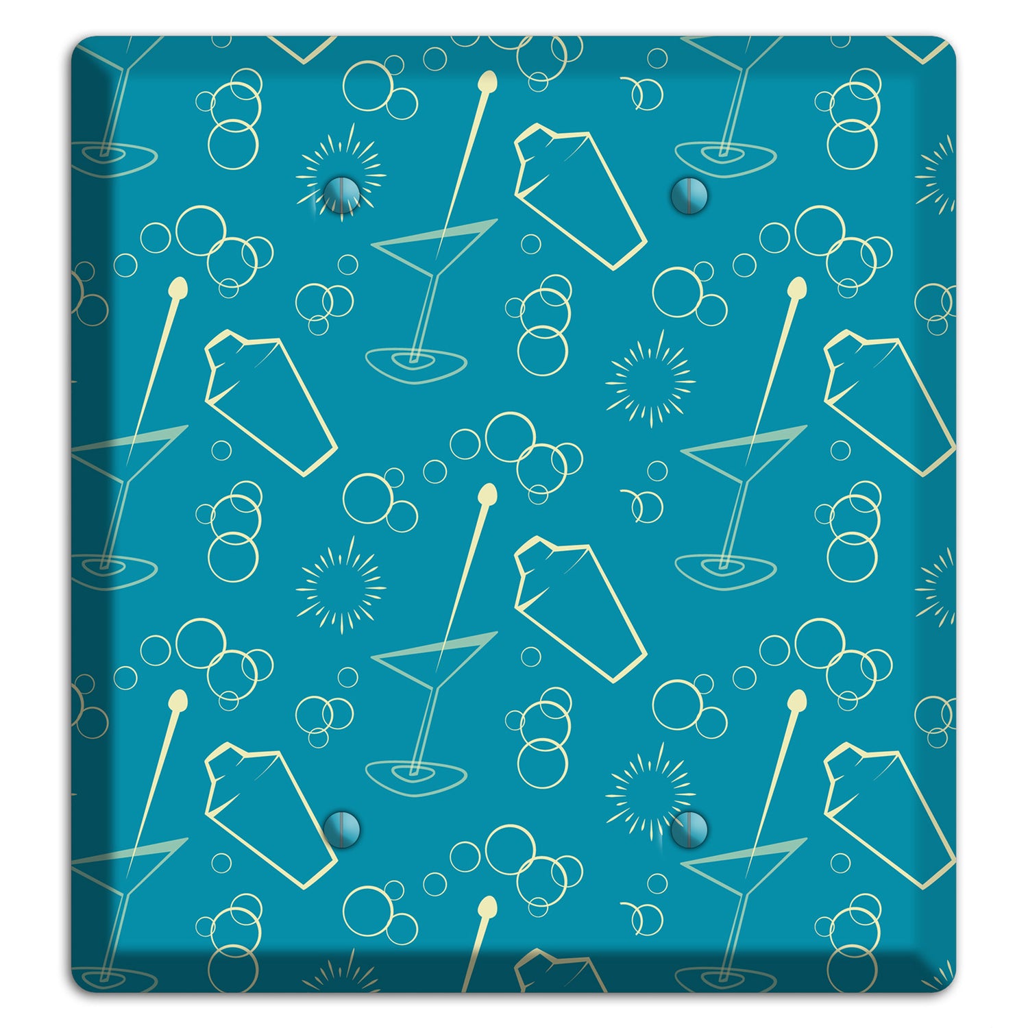 Teal Cocktail Hour 2 Blank Wallplate