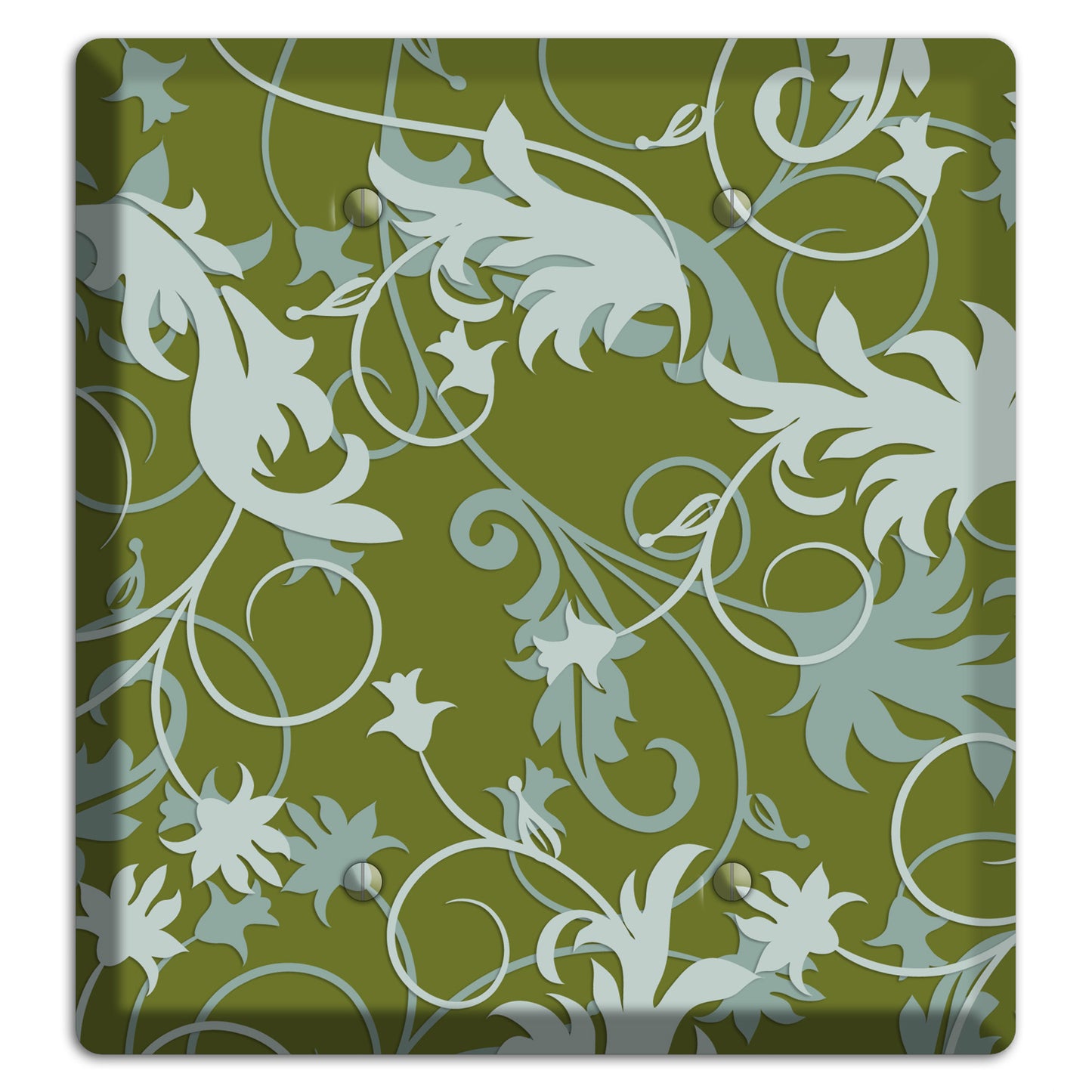 Green and Beige Victorian Sprig 2 Blank Wallplate