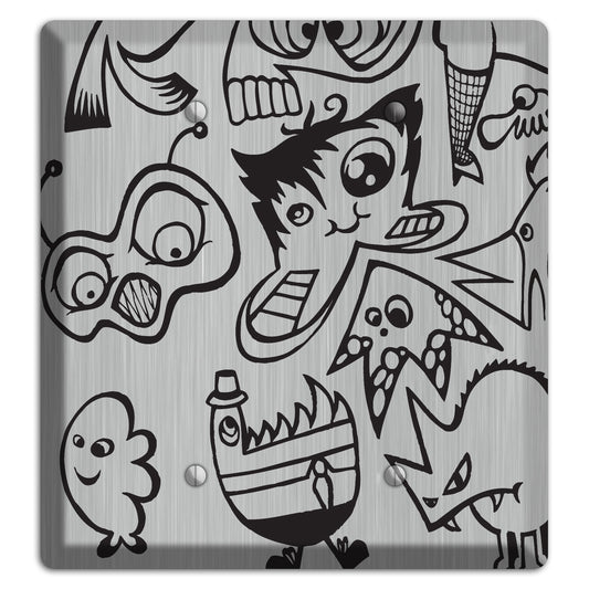 Whimsical Faces 3  Stainless 2 Blank Wallplate