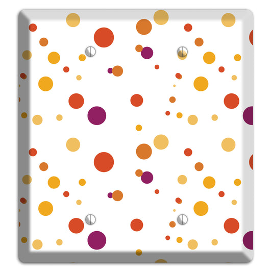 White with Multi Red and Umber Small Dots 2 Blank Wallplate