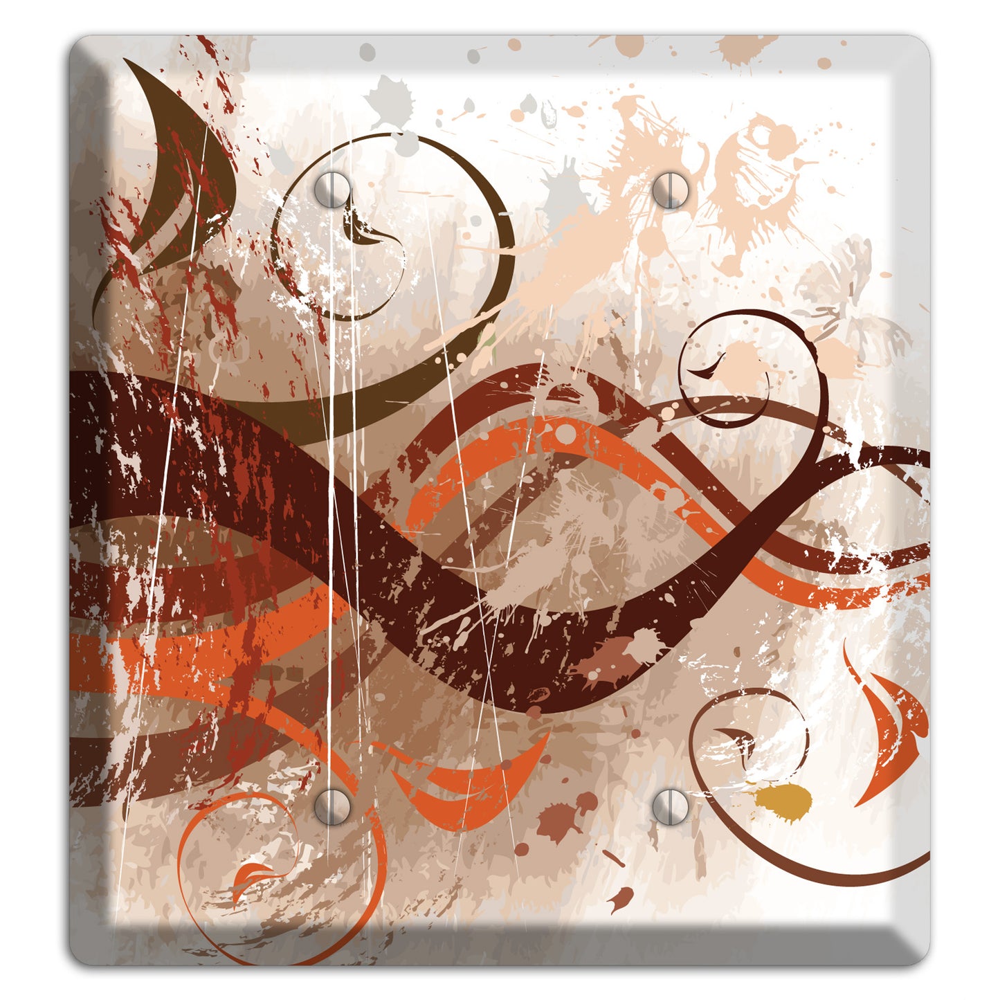 Brown Maroon Orange Swirl and Splatter 2 Blank Wallplate