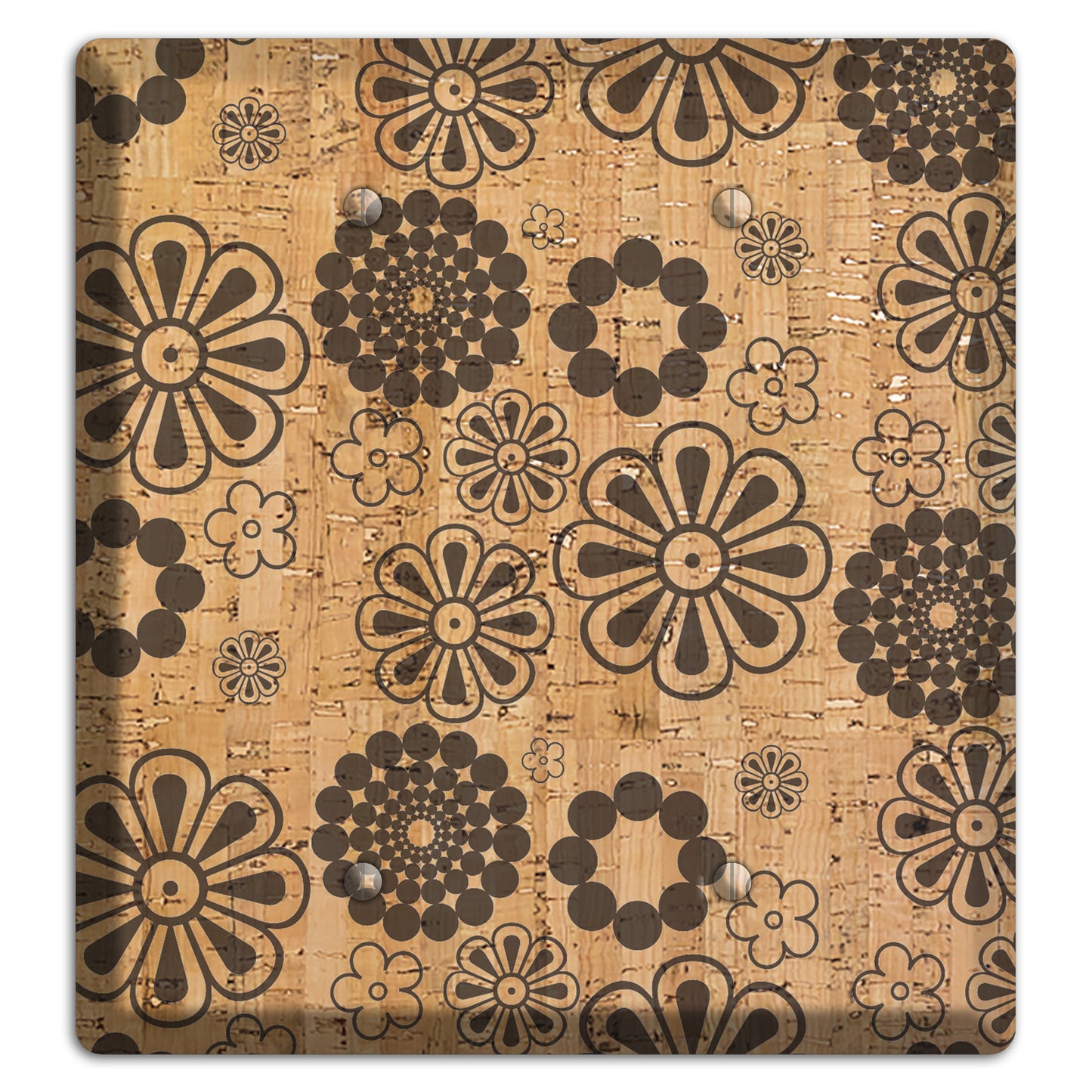 Retro Floral Cork 2 Blank Wallplate