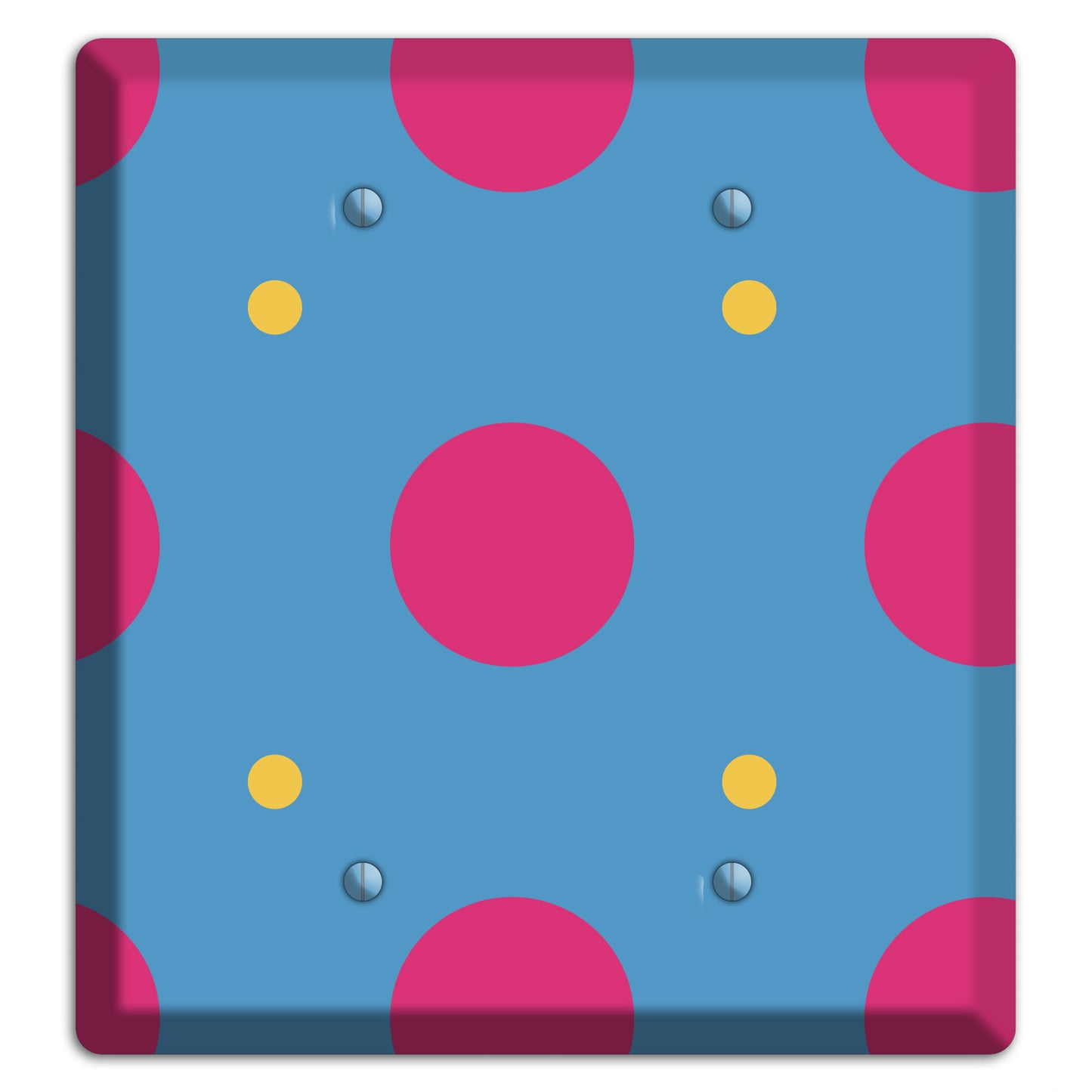 Blue with Pink and Yellow Multi Tiled Medium Dots 2 Blank Wallplate