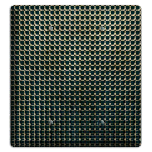 Dark Green Grunge Tiled Tiny Arabesque 2 Blank Wallplate