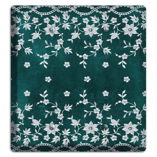 Embroidered Floral Teal 2 Blank Wallplate