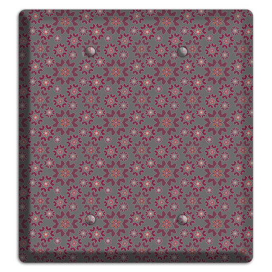 Grey with Tiny Burgundy Retro Suzani 2 Blank Wallplate