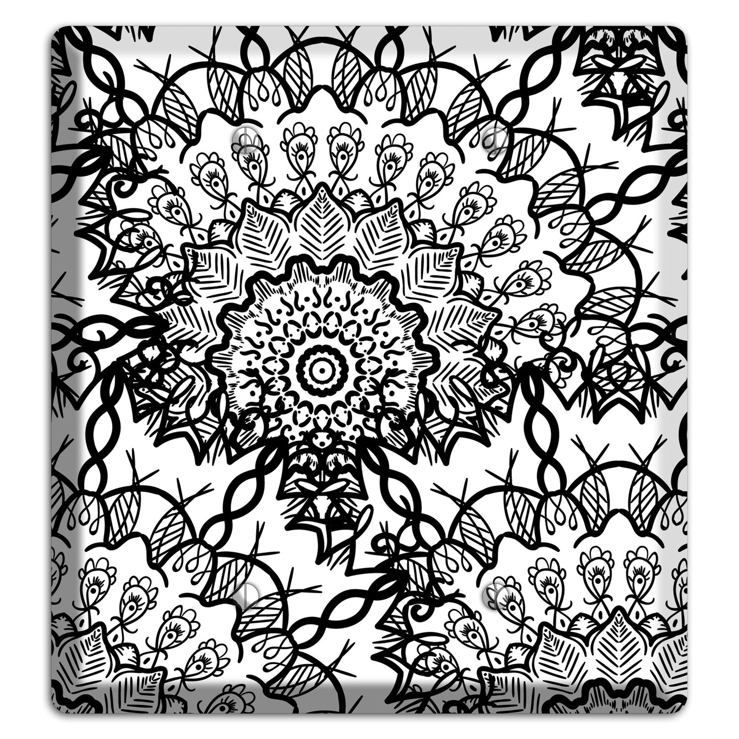 Mandala Black and White Style P Cover Plates 2 Blank Wallplate