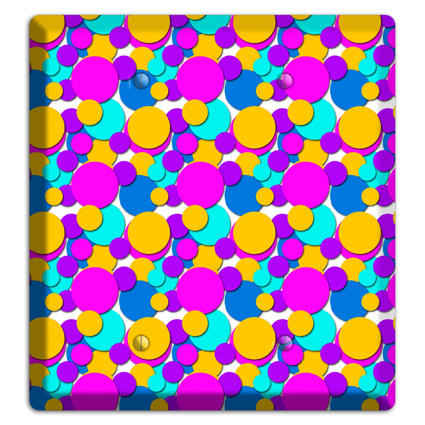 Orange Turquoise Fuschia Blue Bubble Dots 2 Blank Wallplate