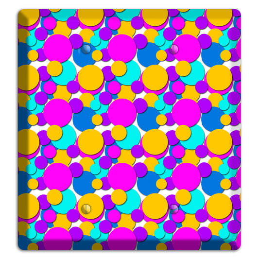 Orange Turquoise Fuschia Blue Bubble Dots 2 Blank Wallplate