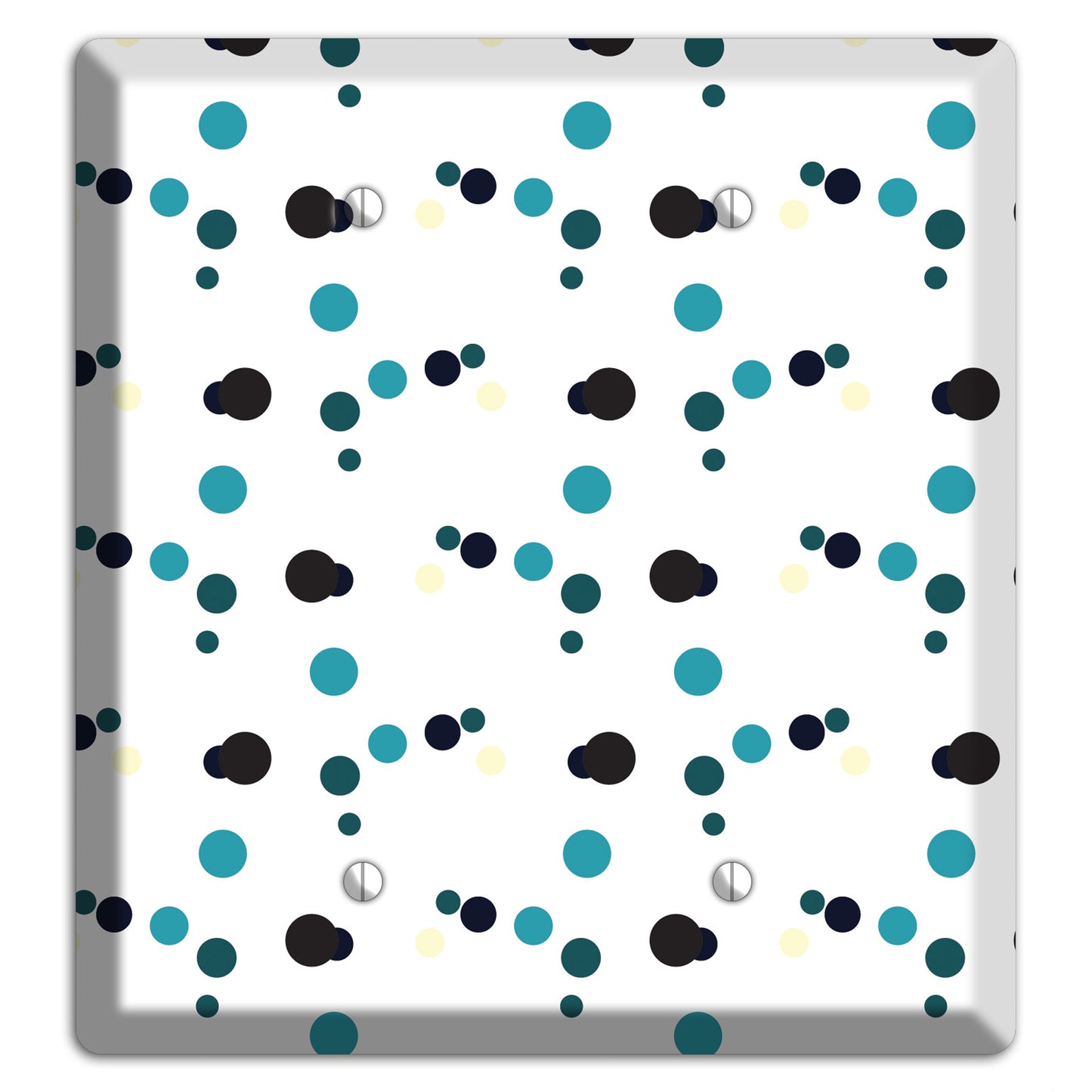 White with Teal and Black Multi Dots 2 Blank Wallplate