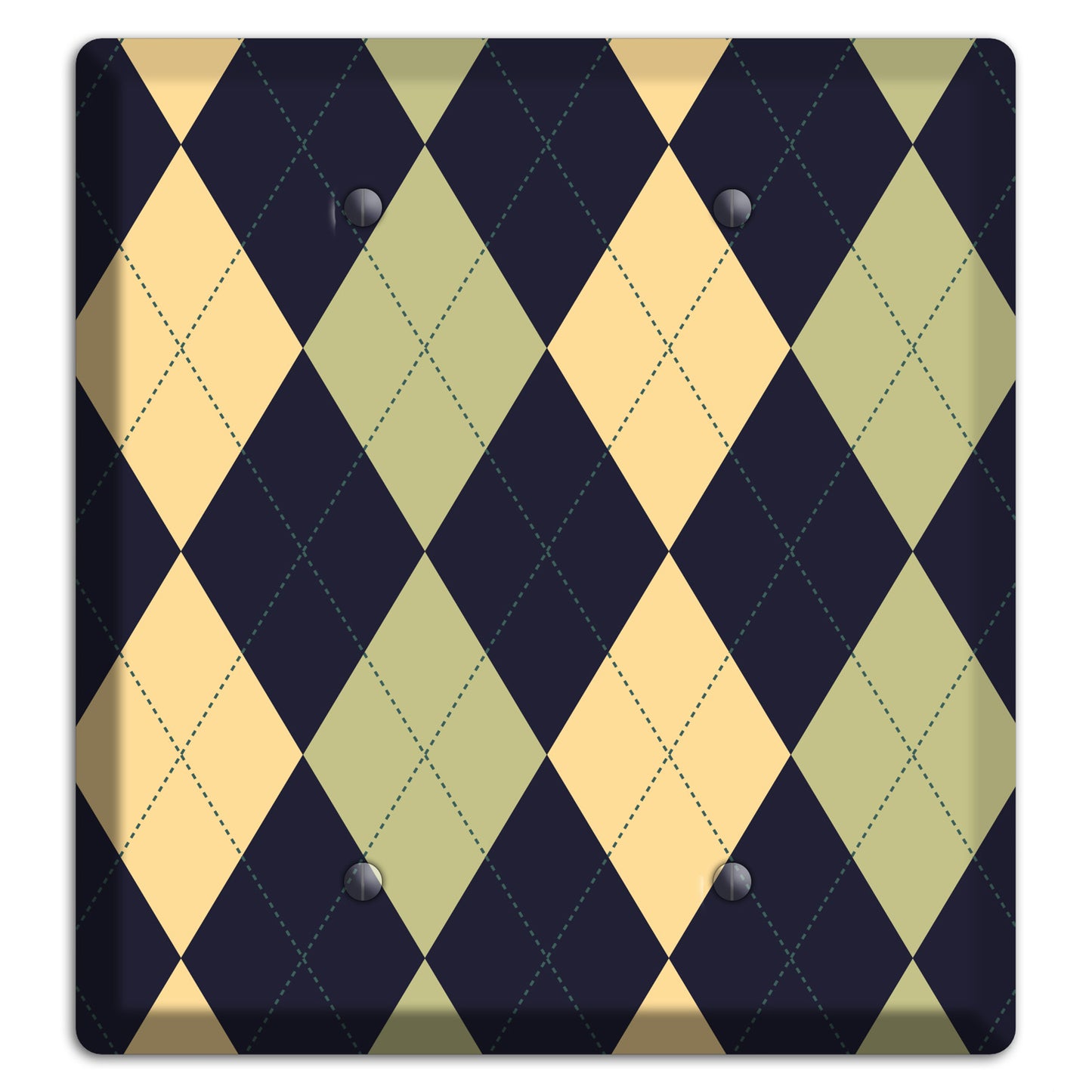 Yellow and Tan Argyle 2 Blank Wallplate