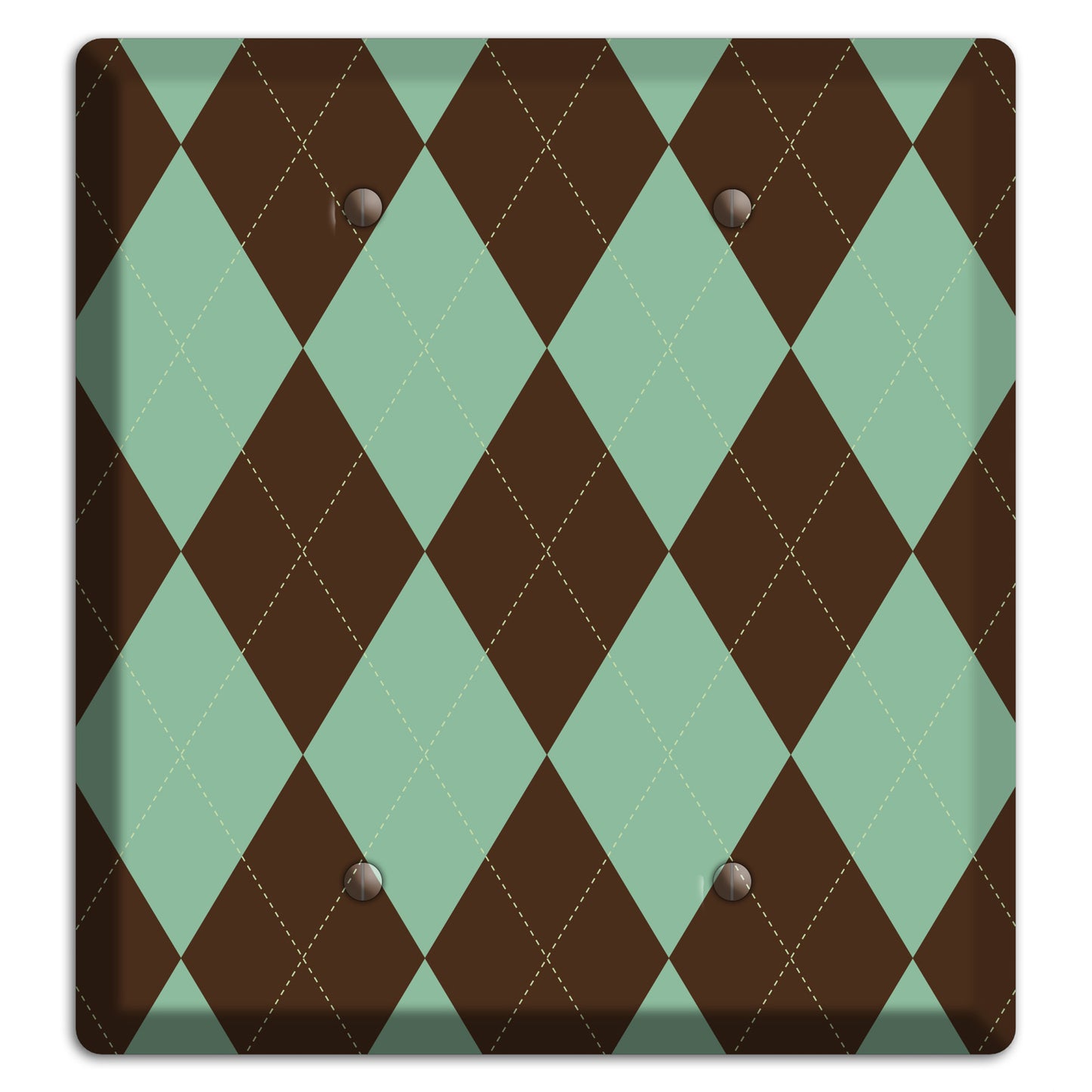 Green and Brown Argyle 2 Blank Wallplate