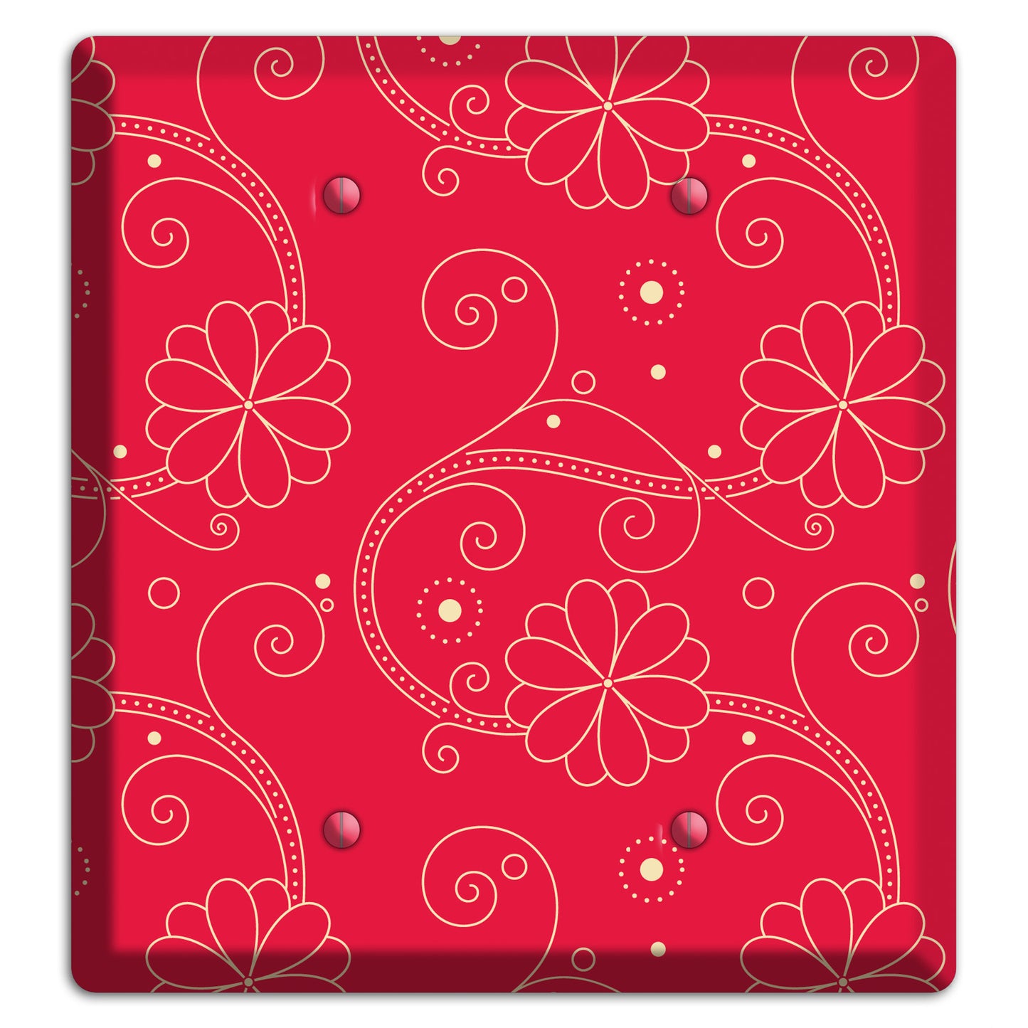 Red Floral Swirl 2 Blank Wallplate