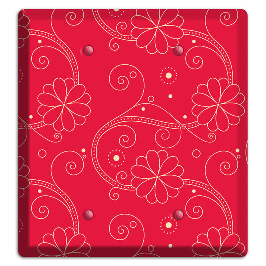 Red Floral Swirl 2 Blank Wallplate