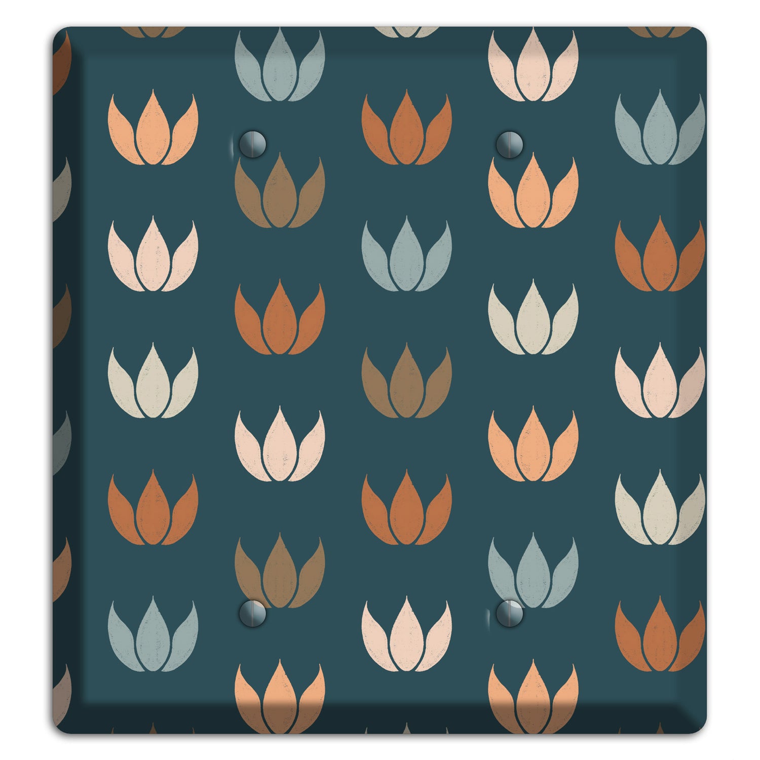 Teal Lotus Print 2 Blank Wallplate