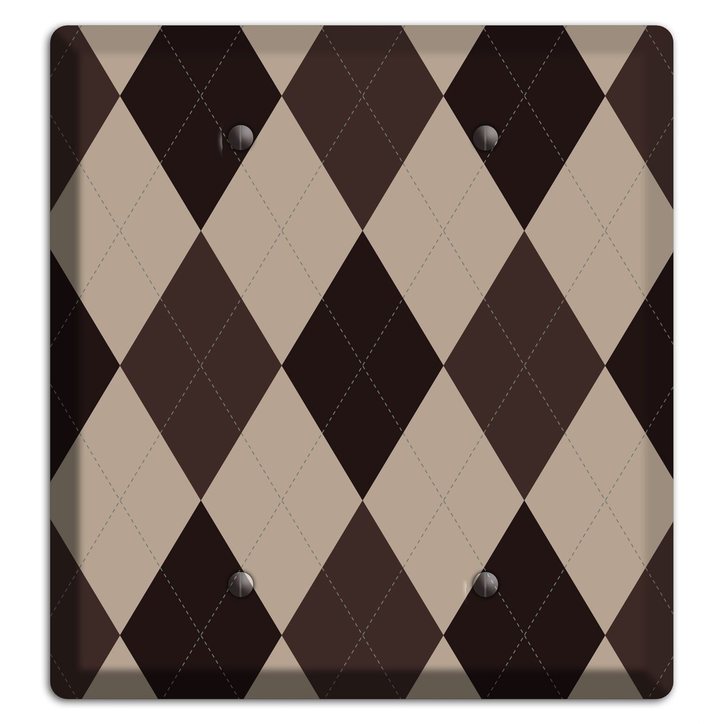 Brown and Beige Argyle 2 Blank Wallplate