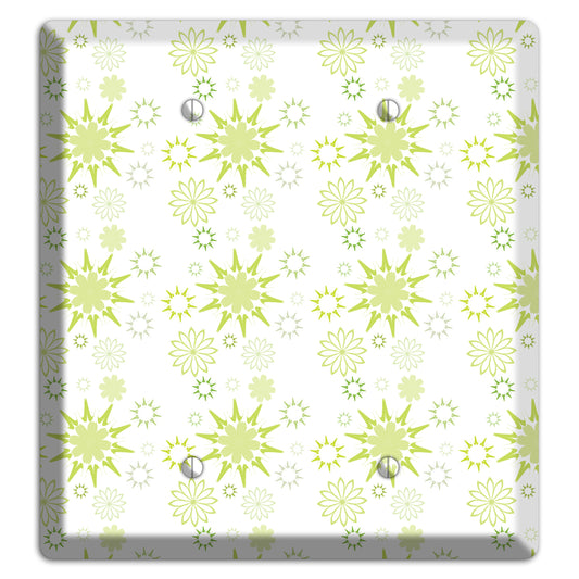 White with Multi Lime Floral Contour Retro Burst 2 Blank Wallplate