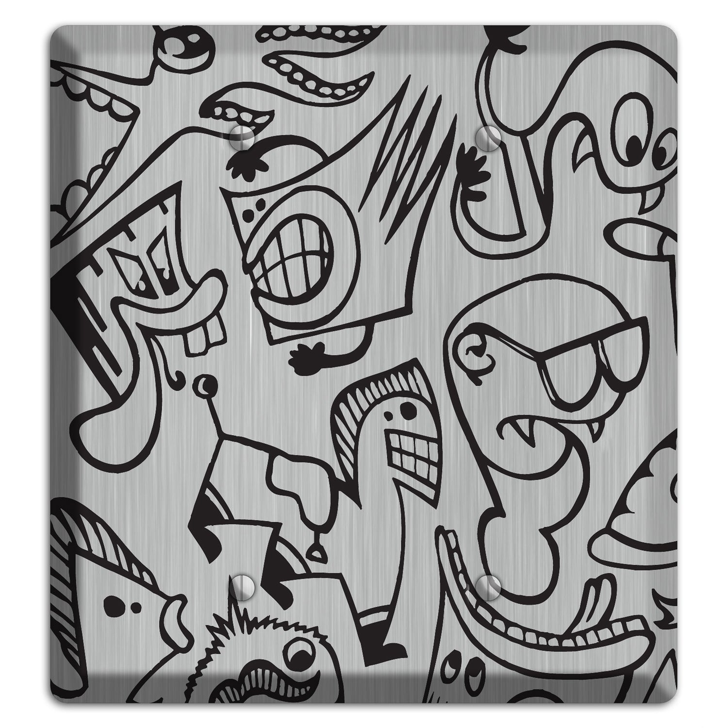 Whimsical Faces 1  Stainless 2 Blank Wallplate