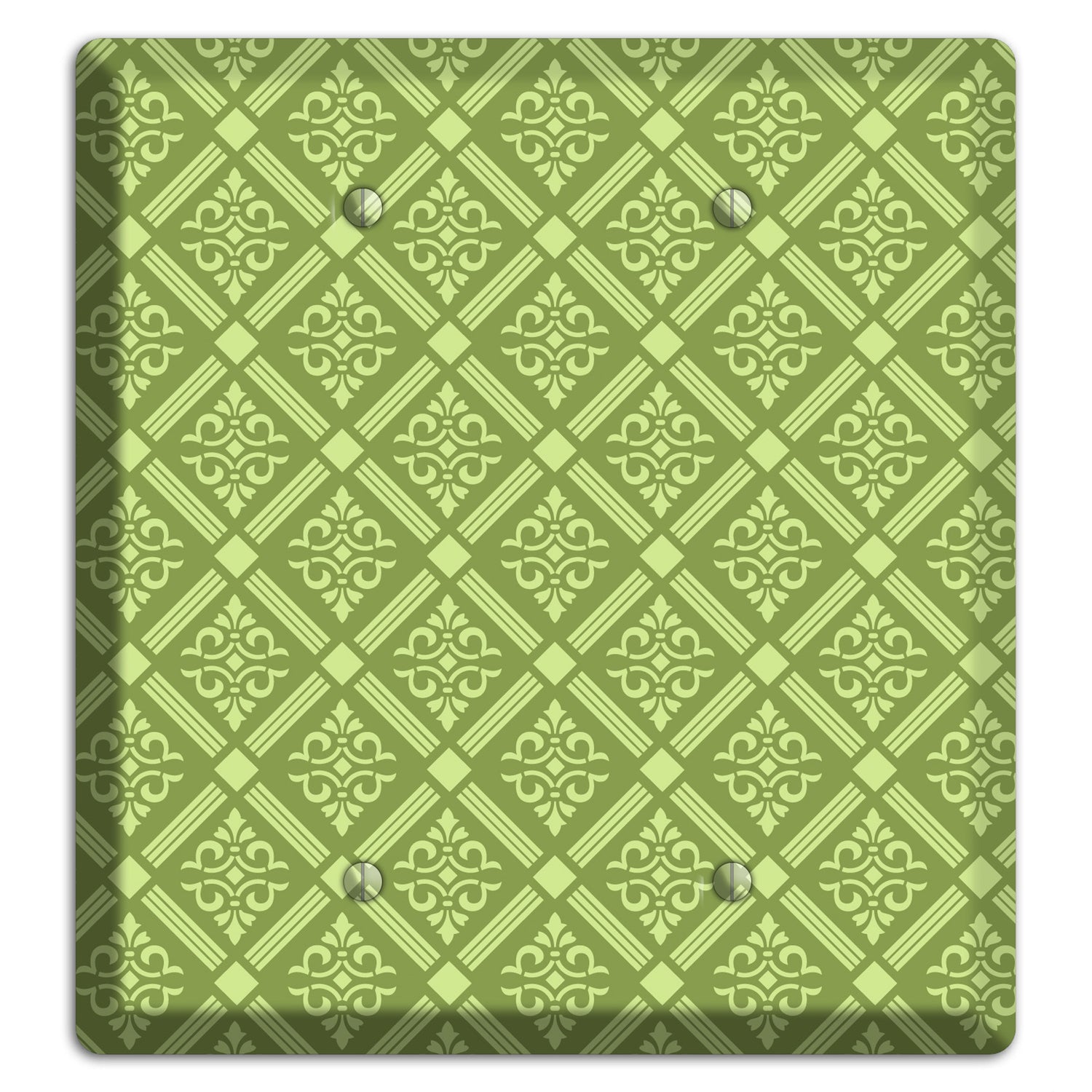 Green Damask diamonds 2 Blank Wallplate