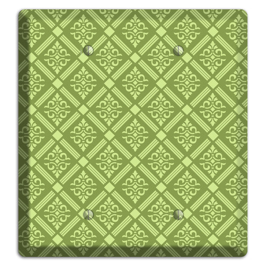 Green Damask diamonds 2 Blank Wallplate