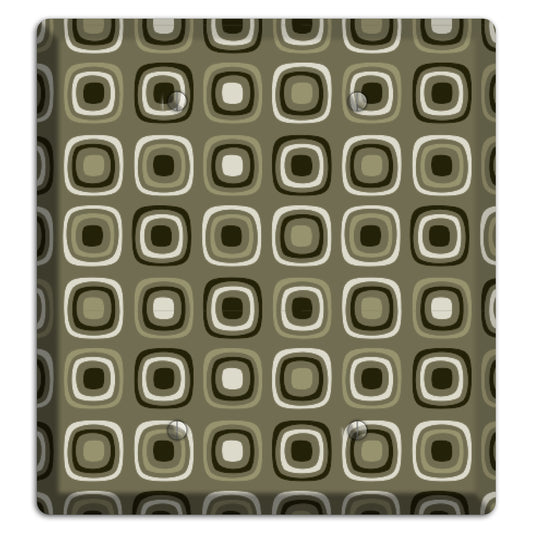 Multi Olive and Brown Retro Squares 2 Blank Wallplate