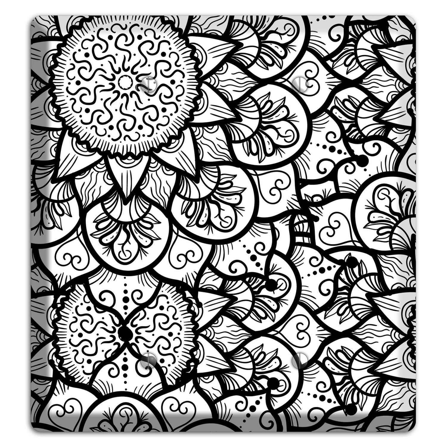 Mandala Black and White Style W Cover Plates 2 Blank Wallplate