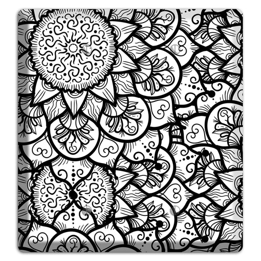 Mandala Black and White Style W Cover Plates 2 Blank Wallplate