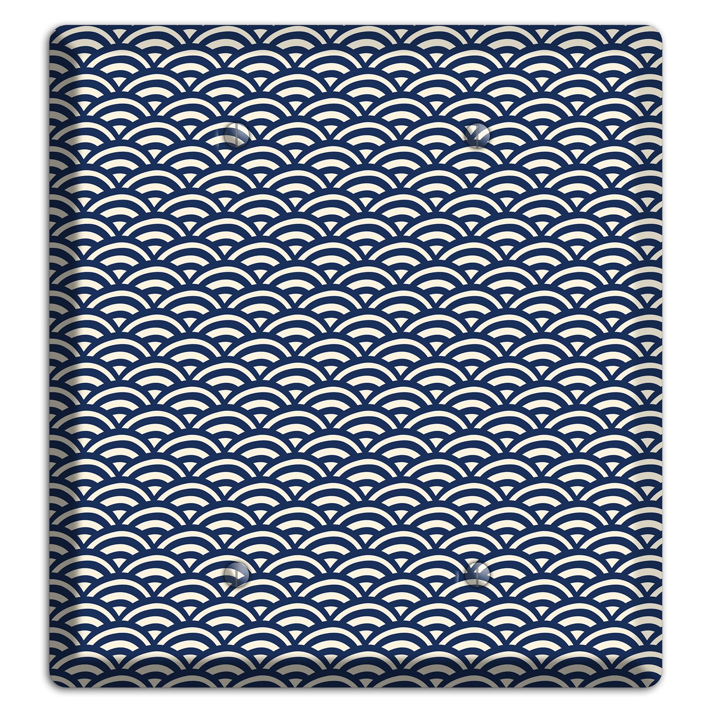 Navy Scallop Print 2 Blank Wallplate