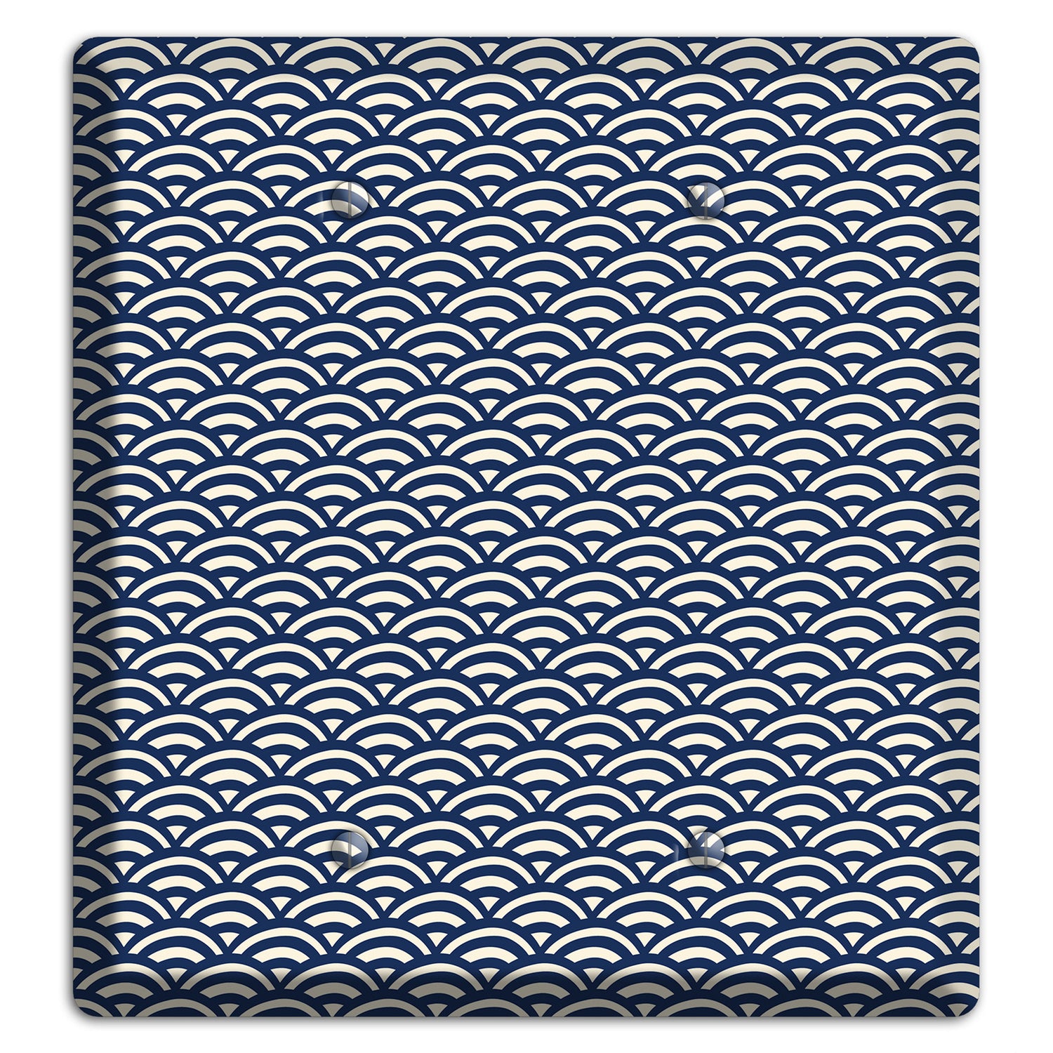 Navy Scallop Print 2 Blank Wallplate