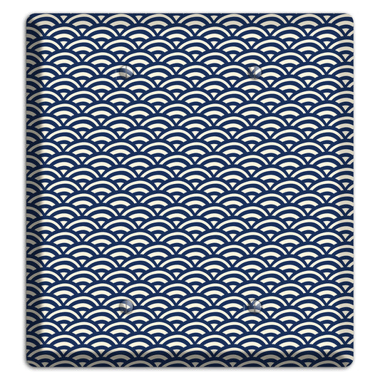 Navy Scallop Print 2 Blank Wallplate