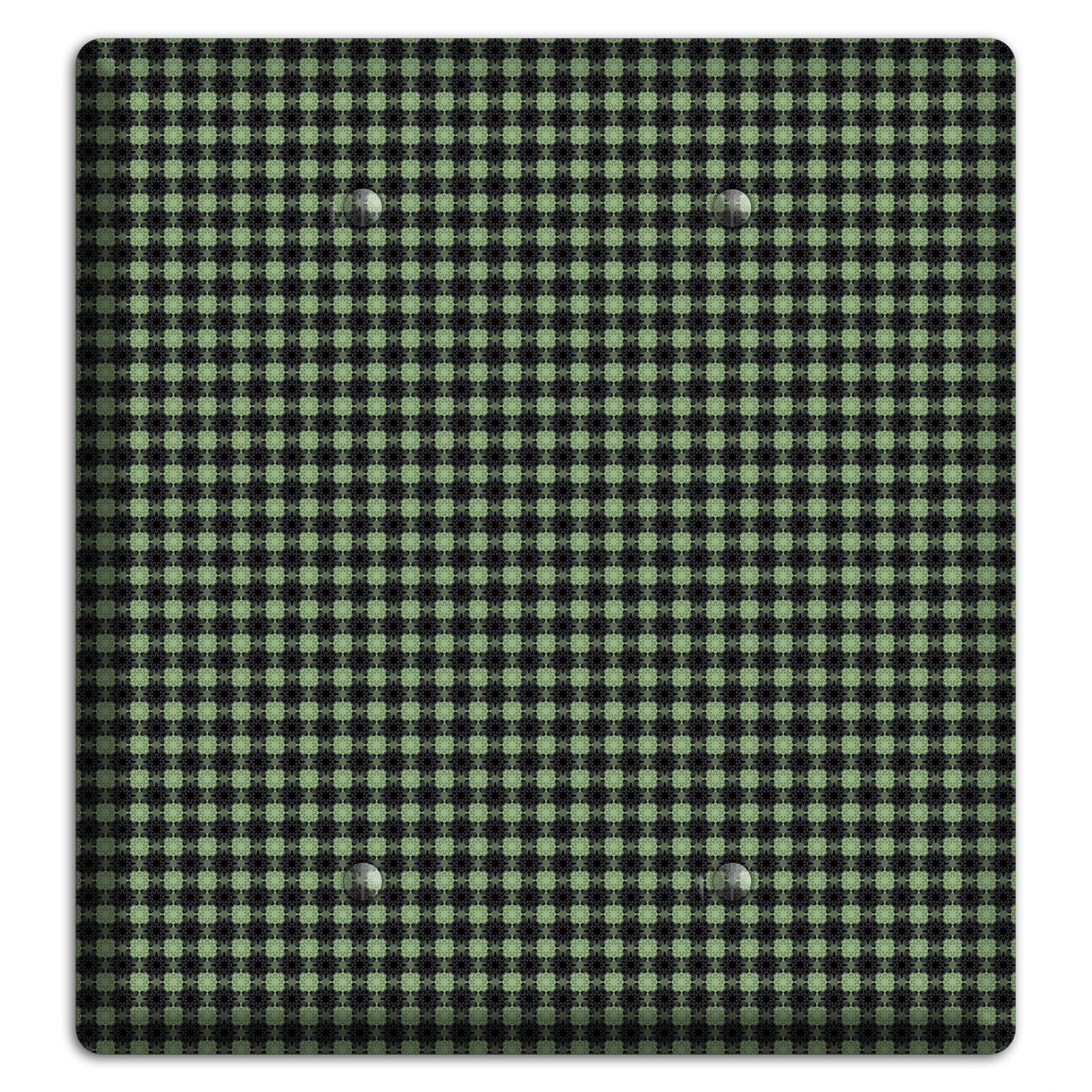 Multi Green Basket Check 2 Blank Wallplate