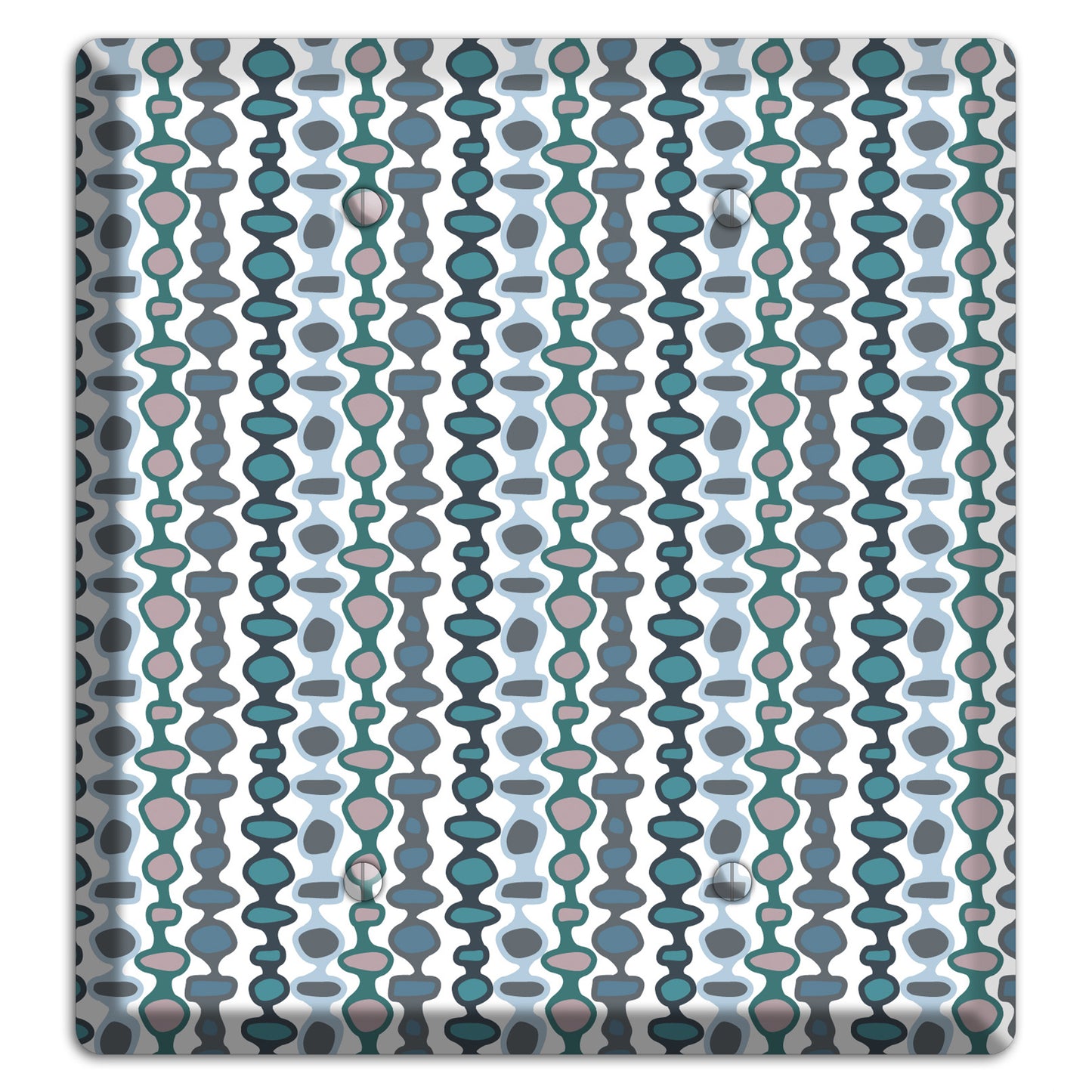 Grey and Multi Blue Bead and Reel 2 Blank Wallplate