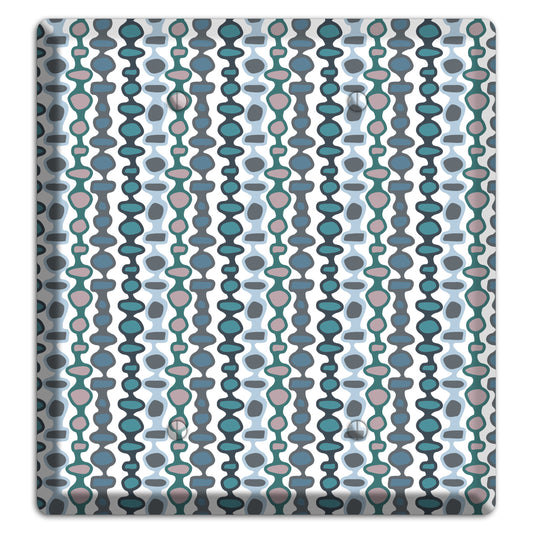 Grey and Multi Blue Bead and Reel 2 Blank Wallplate