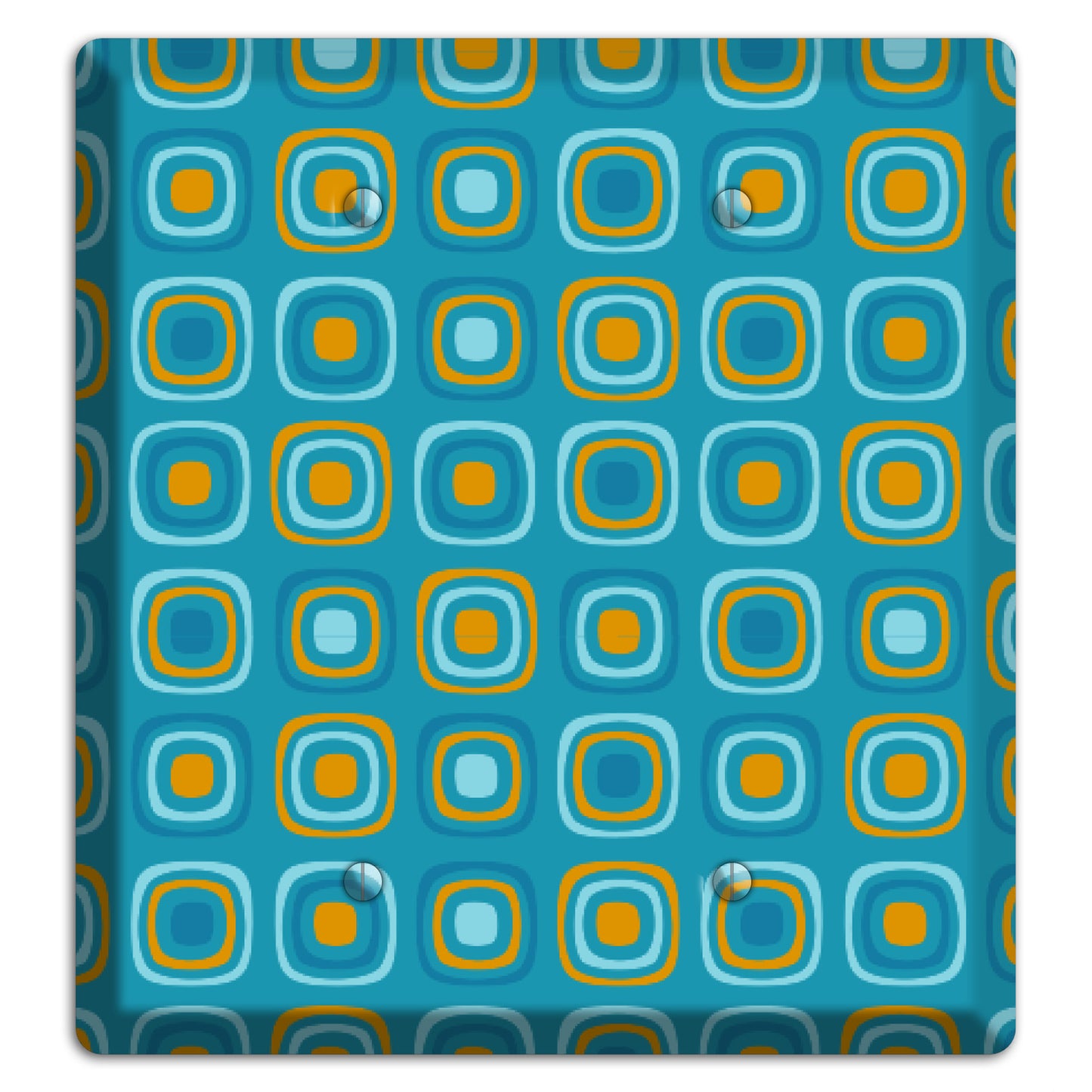 Teal and Mustard Rounded Squares 2 Blank Wallplate