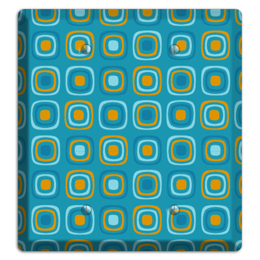 Teal and Mustard Rounded Squares 2 Blank Wallplate