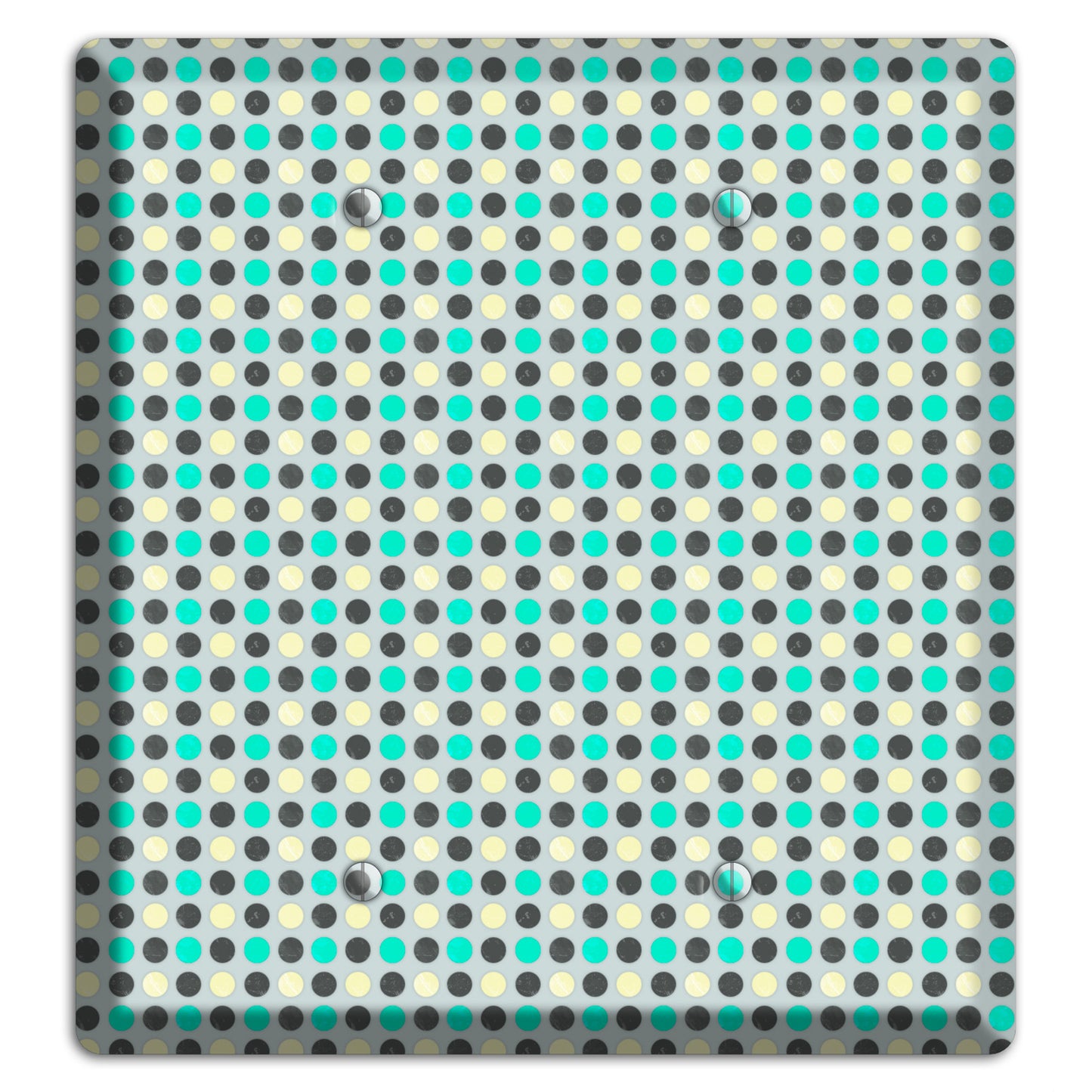 Grey with Black Off White and Turquoise Dots 2 Blank Wallplate