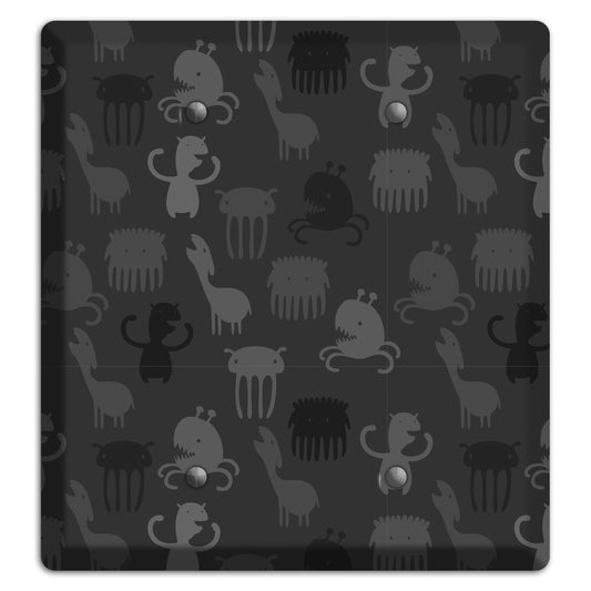 Silly Monsters Black and Grey 2 Blank Wallplate