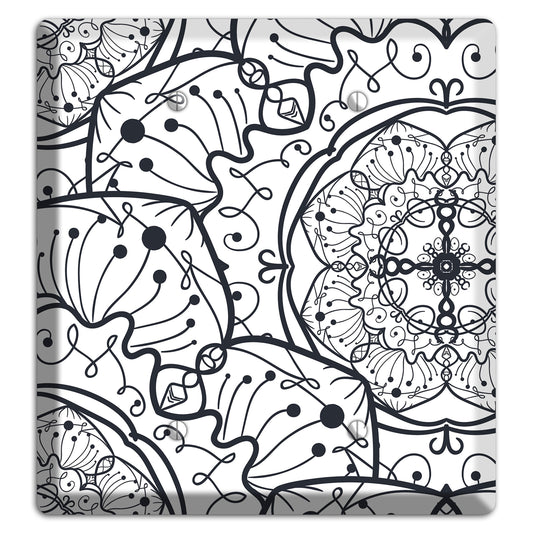 Mandala Black and White Style M Cover Plates 2 Blank Wallplate