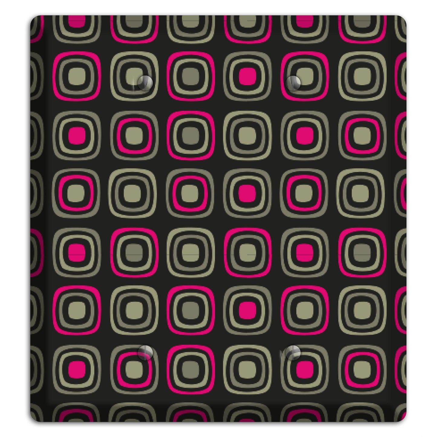 Multi Brown Fuschia Olive Retro Squares 2 Blank Wallplate